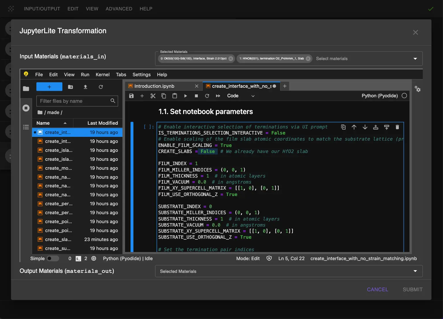 HfO2 Interface Setup