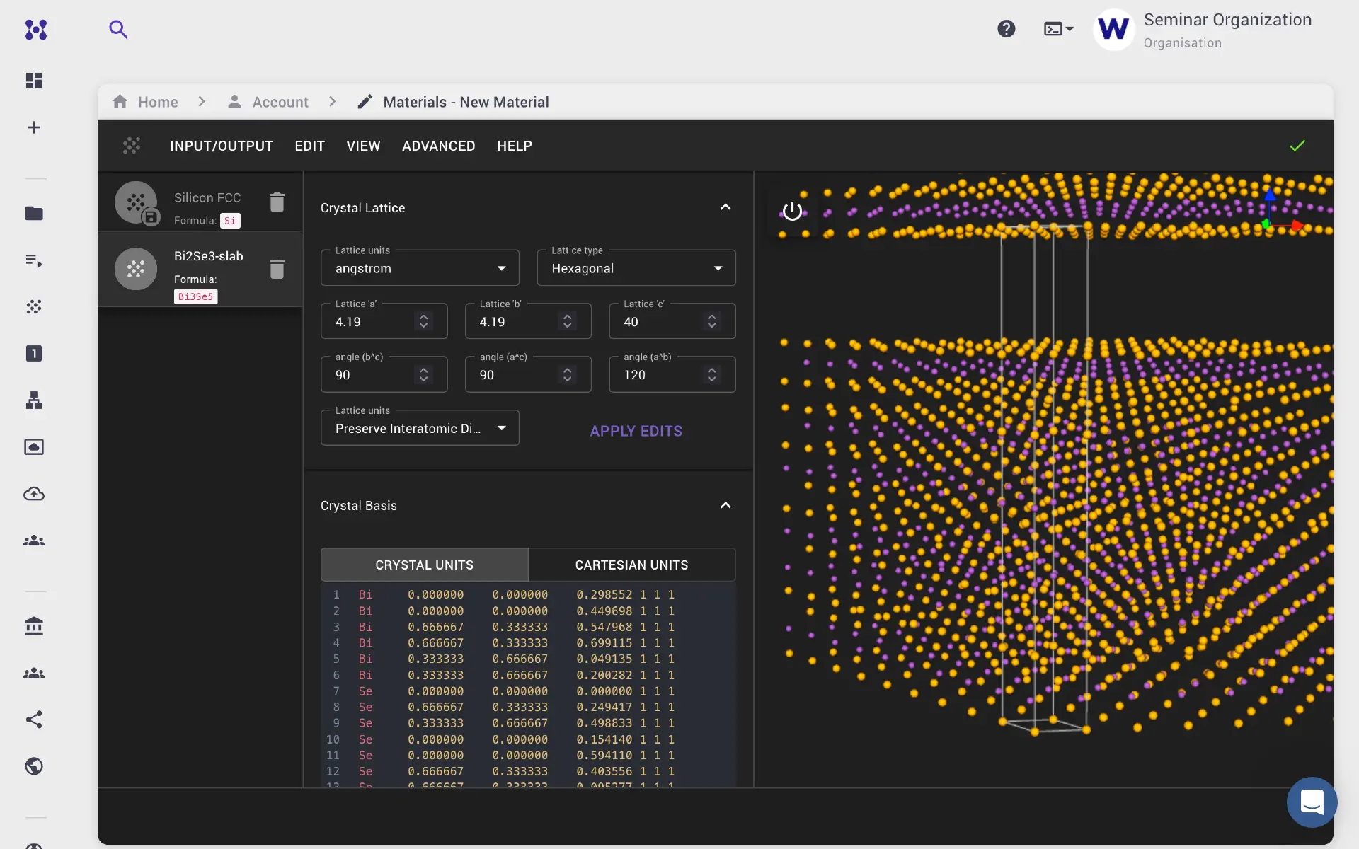 Bi2Se3 slab structure